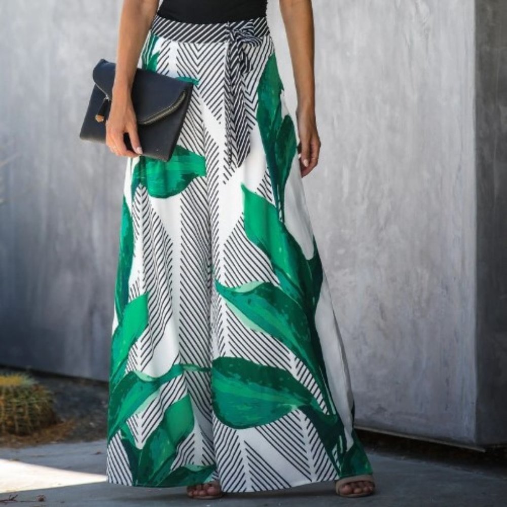 CURACAO PALAZZO PALM PANTS